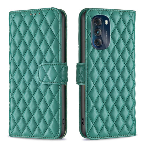 Moto G 5G 2023 Diamond Lattice Wallet Leather Flip Phone Case - Green