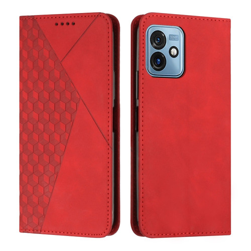 Moto G 5G 2023 Diamond Pattern Splicing Skin Feel Magnetic Phone Case - Red