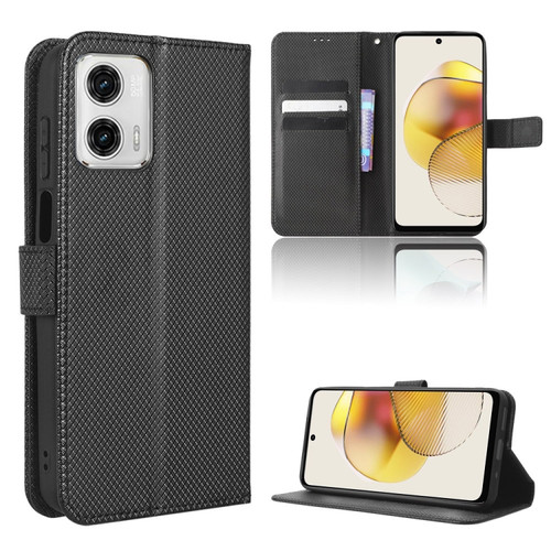 Moto G 5G 2023 Diamond Texture Leather Phone Case - Black