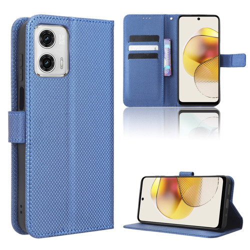 Moto G 5G 2023 Diamond Texture Leather Phone Case - Blue