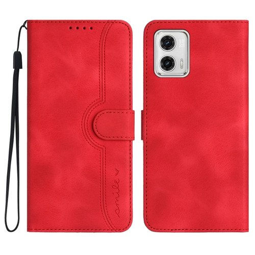 Moto G 5G 2023 Heart Pattern Skin Feel Leather Phone Case - Red