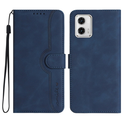 Moto G 5G 2023 Heart Pattern Skin Feel Leather Phone Case - Royal Blue