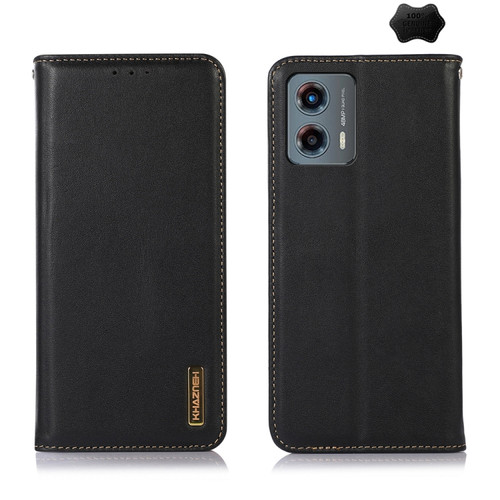 Moto G 5G 2023 KHAZNEH Nappa Top Layer Cowhide Leather Phone Case - Black