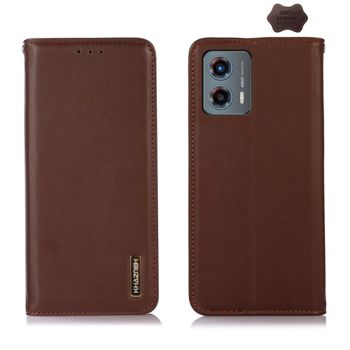 Moto G 5G 2023 KHAZNEH Nappa Top Layer Cowhide Leather Phone Case - Brown