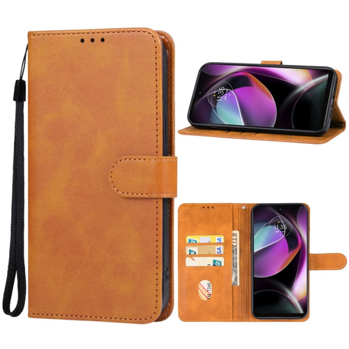 Moto G 5G 2023 Leather Phone Case - Brown
