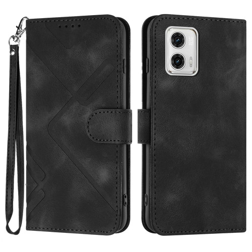 Moto G 5G 2023 Line Pattern Skin Feel Leather Phone Case - Black