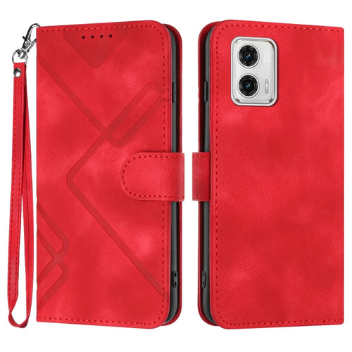 Moto G 5G 2023 Line Pattern Skin Feel Leather Phone Case - Red