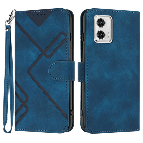 Moto G 5G 2023 Line Pattern Skin Feel Leather Phone Case - Royal Blue