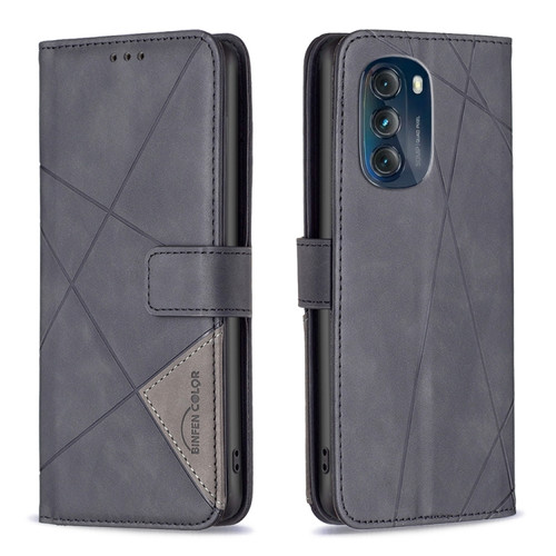 Moto G 5G 2023 Magnetic Buckle Rhombus Texture Leather Phone Case - Black
