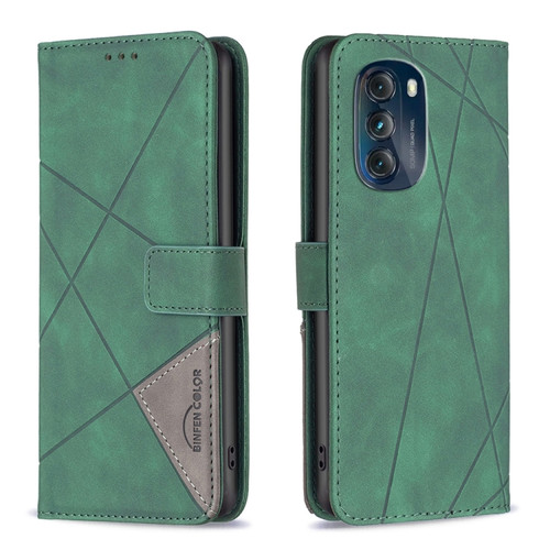 Moto G 5G 2023 Magnetic Buckle Rhombus Texture Leather Phone Case - Green
