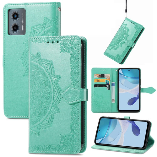 Moto G 5G 2023 Mandala Flower Embossed Leather Phone Case - Green