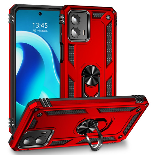 Moto G 5G 2023 Shockproof TPU + PC Phone Case with Holder - Red