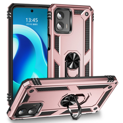 Moto G 5G 2023 Shockproof TPU + PC Phone Case with Holder - Rose Gold