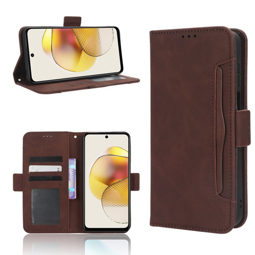 Moto G 5G 2023 Skin Feel Calf Texture Card Slots Leather Phone Case - Brown