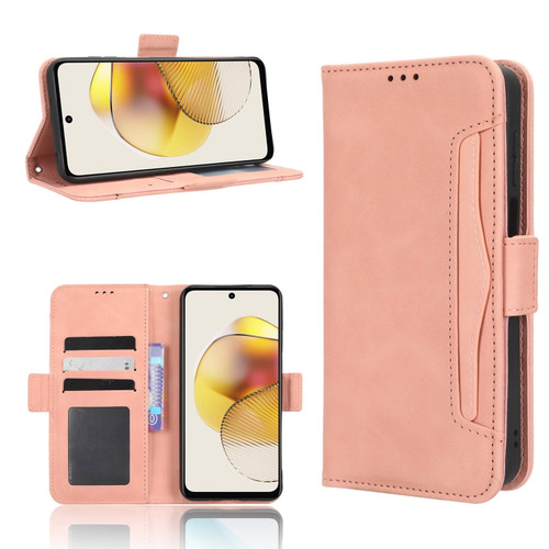 Moto G 5G 2023 Skin Feel Calf Texture Card Slots Leather Phone Case - Pink