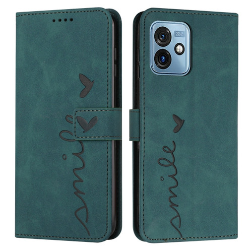 Moto G 5G 2023 Skin Feel Heart Embossed Leather Phone Case - Green