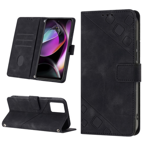 Moto G 5G 2023 Skin-feel Embossed Leather Phone Case - Black