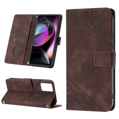 Moto G 5G 2023 Skin-feel Embossed Leather Phone Case - Brown