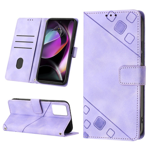 Moto G 5G 2023 Skin-feel Embossed Leather Phone Case - Light Purple