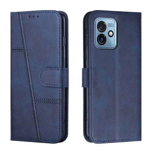 Moto G 5G 2023 Stitching Calf Texture Buckle Leather Phone Case - Blue