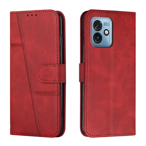 Moto G 5G 2023 Stitching Calf Texture Buckle Leather Phone Case - Red