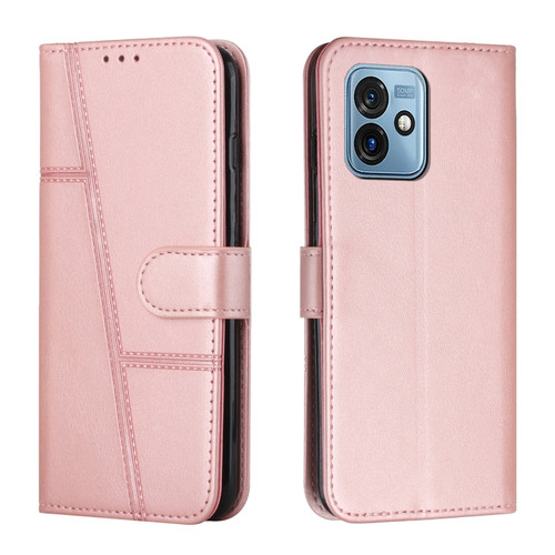Moto G 5G 2023 Stitching Calf Texture Buckle Leather Phone Case - Rose Gold