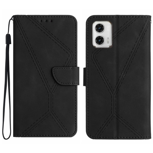 Moto G 5G 2023 Stitching Embossed Leather Phone Case - Black