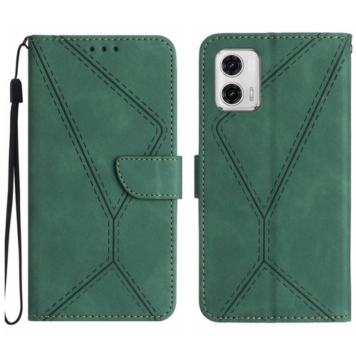 Moto G 5G 2023 Stitching Embossed Leather Phone Case - Green