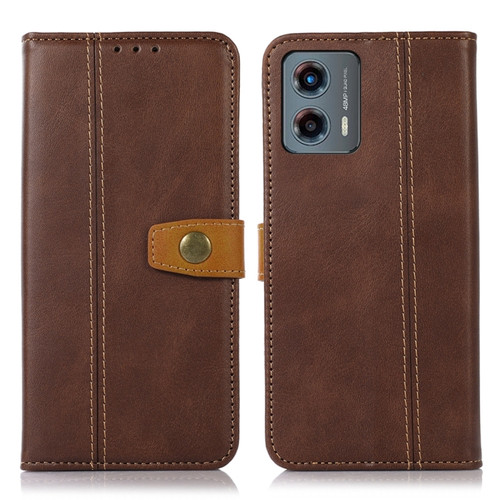 Moto G 5G 2023 Stitching Thread Calf Texture Leather Phone Case - Coffee