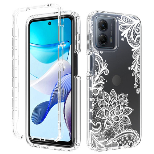 Moto G 5G 2023 Transparent Painted Phone Case - White Flower