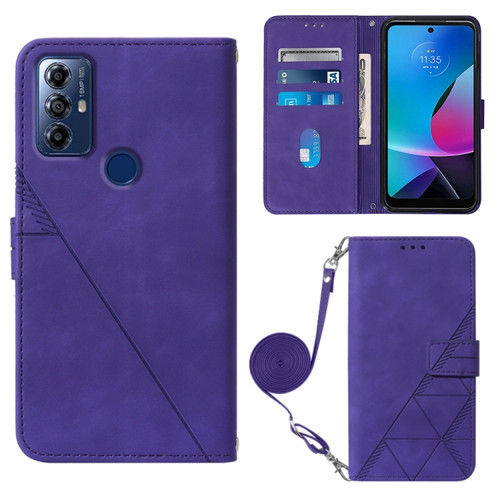 Moto G Play 2023 / G Power 2022 / G Pure 2021 Crossbody 3D Embossed Flip Leather Phone Case - Purple