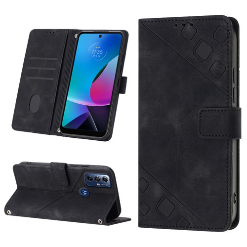 Moto G Play 2023 / G Power 2022 Skin-feel Embossed Leather Phone Case - Black