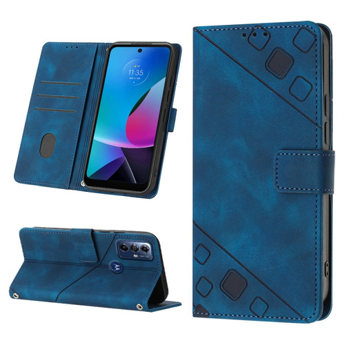 Moto G Play 2023 / G Power 2022 Skin-feel Embossed Leather Phone Case - Blue