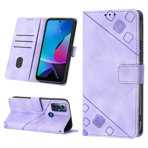 Moto G Play 2023 / G Power 2022 Skin-feel Embossed Leather Phone Case - Light Purple