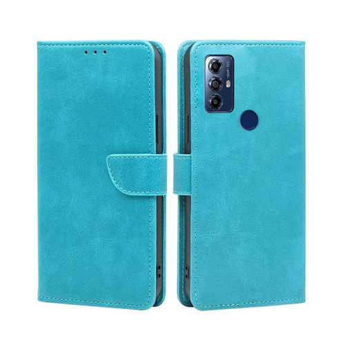 Moto G Play 2023 Calf Texture Buckle Flip Leather Phone Case - Light Blue