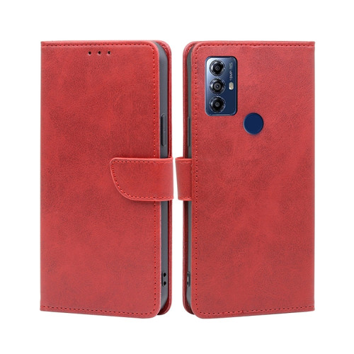 Moto G Play 2023 Calf Texture Buckle Flip Leather Phone Case - Red