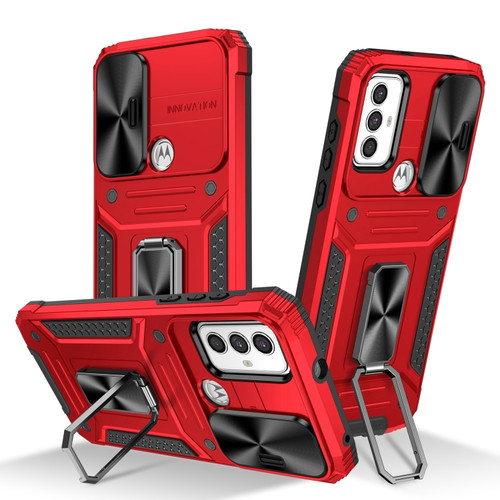 Moto G Play 2023 Camshield Robot TPU Hybrid PC Phone Case - Red
