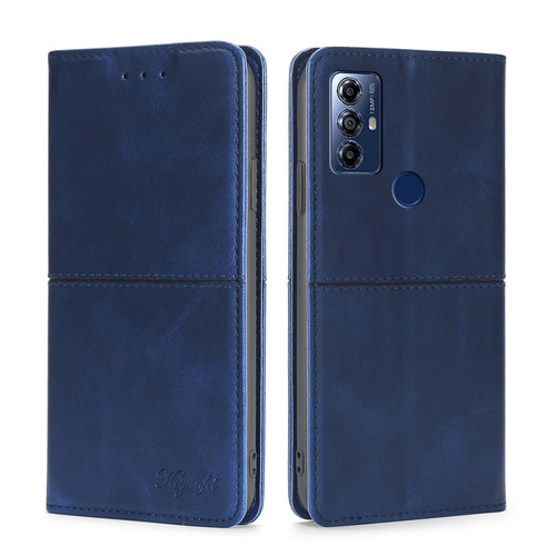 Moto G Play 2023 Cow Texture Magnetic Horizontal Flip Leather Phone Case - Dark Blue