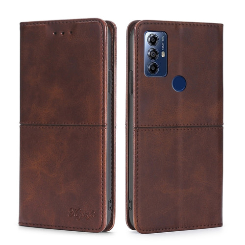 Moto G Play 2023 Cow Texture Magnetic Horizontal Flip Leather Phone Case - Dark Brown