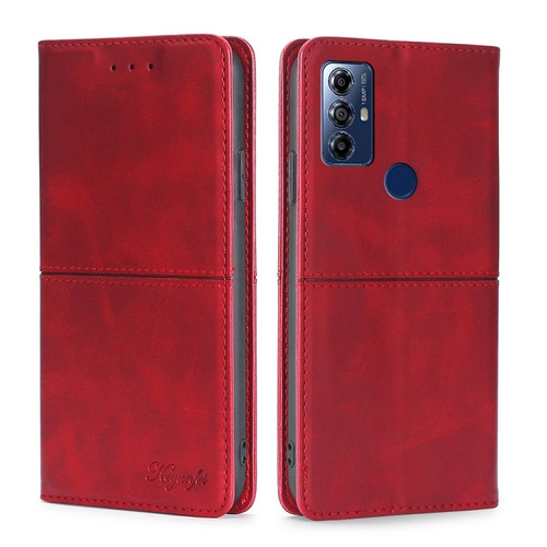 Moto G Play 2023 Cow Texture Magnetic Horizontal Flip Leather Phone Case - Red