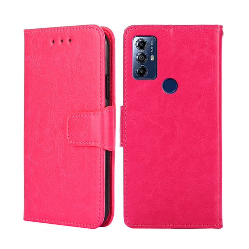 Moto G Play 2023 Crystal Texture Leather Phone Case - Rose Red