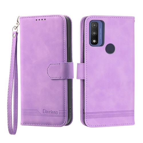 Moto G Play 2023 Dierfeng Dream Line TPU + PU Leather Phone Case - Purple