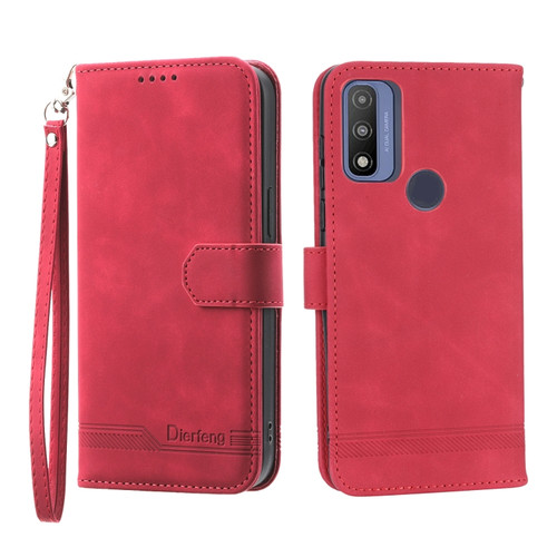 Moto G Play 2023 Dierfeng Dream Line TPU + PU Leather Phone Case - Red