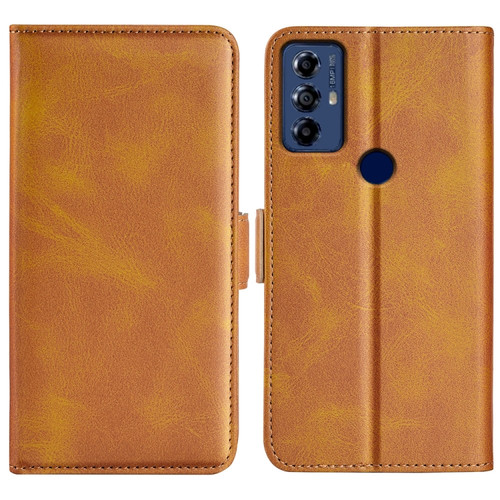 Moto G Play 2023 Dual-side Magnetic Buckle Horizontal Flip Leather Phone Case - Yellow