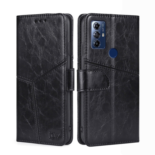 Moto G Play 2023 Geometric Stitching Horizontal Flip Leather Phone Case - Black