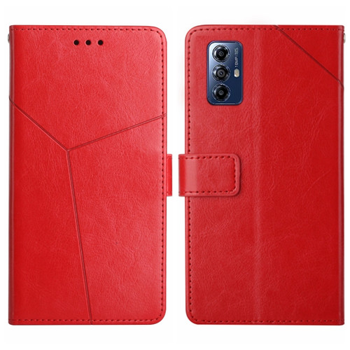 Moto G Play 2023 HT01 Y-shaped Pattern Flip Leather Phone Case - Red