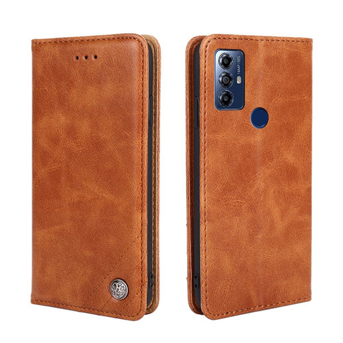 Moto G Play 2023 Non-Magnetic Retro Texture Horizontal Flip Leather Case - Brown