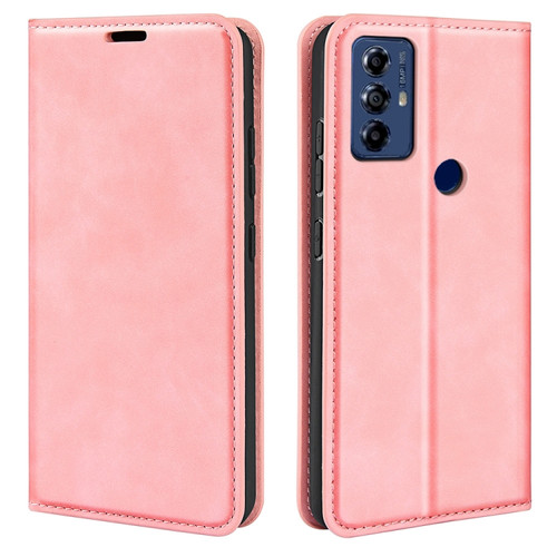 Moto G Play 2023 Retro-skin Magnetic Suction Leather Phone Case - Pink
