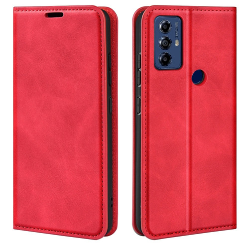 Moto G Play 2023 Retro-skin Magnetic Suction Leather Phone Case - Red