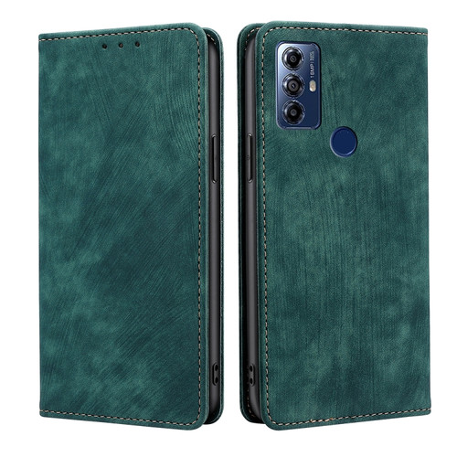 Moto G Play 2023 RFID Anti-theft Brush Magnetic Leather Phone Case - Green